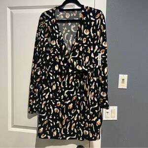 Nine West Faux wrap surplice neckline dress